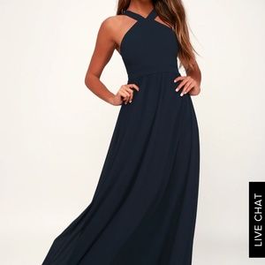 NAVY BLUE MAXI BRIDESMAID PROM DRESS